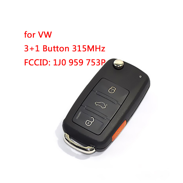 Remote Control Key for VW 3+1 Button 315MHz FCCID: 1JO 959 753 P