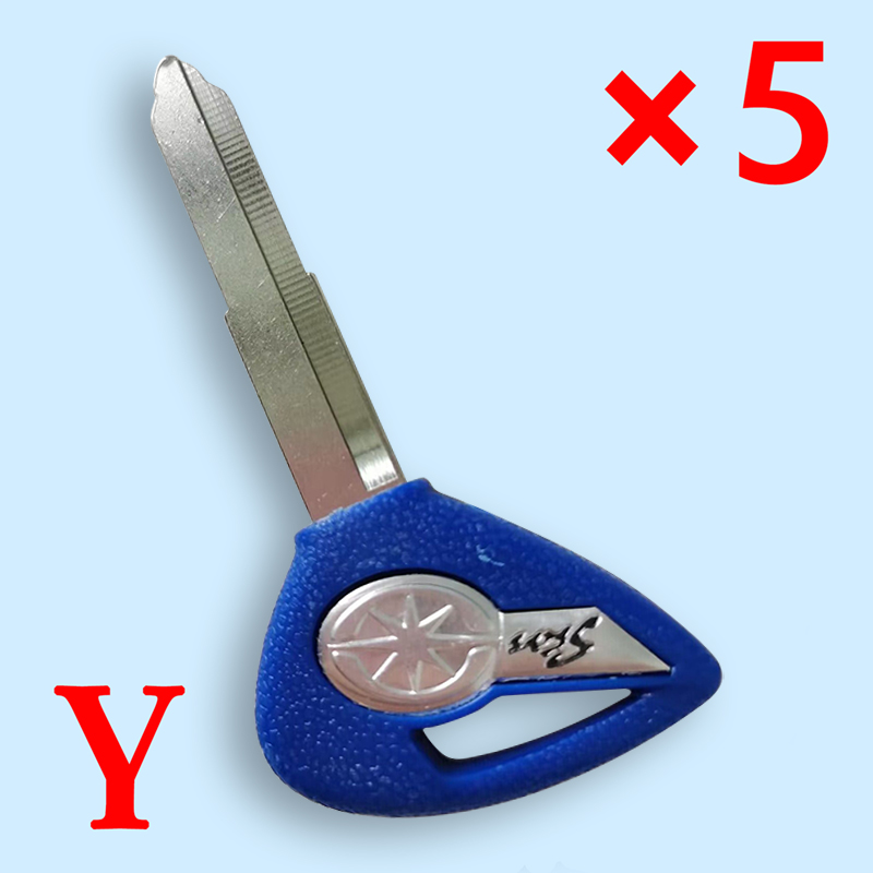 Motorcycle Transponder Key Shell for Yamaha Blue - Pack of 5