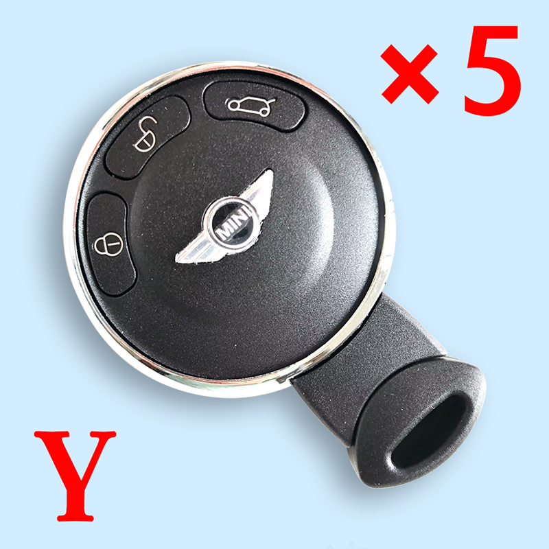 Multicolor Smart Remote Key Shell Case Fob 3 Button for BMW Mini Cooper R56 R57 R58 R60 R61 2007-2014 Silver Color- pack of 5 