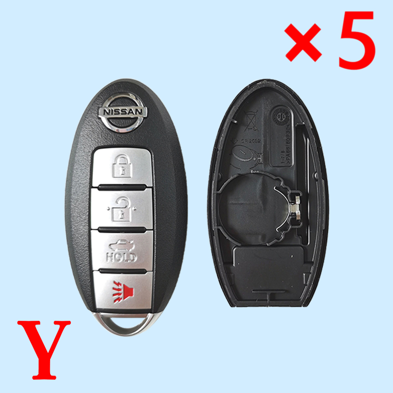3+1 Buttons Smart Key Shell for Nissan New Sunny - Left Battery Holder - Pack of 5