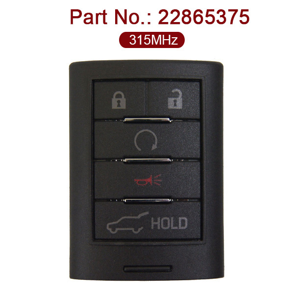 2010-2014 Cadillac SRX Smart Remote Key Keyless 4+1 Button 315 MHz 22865375