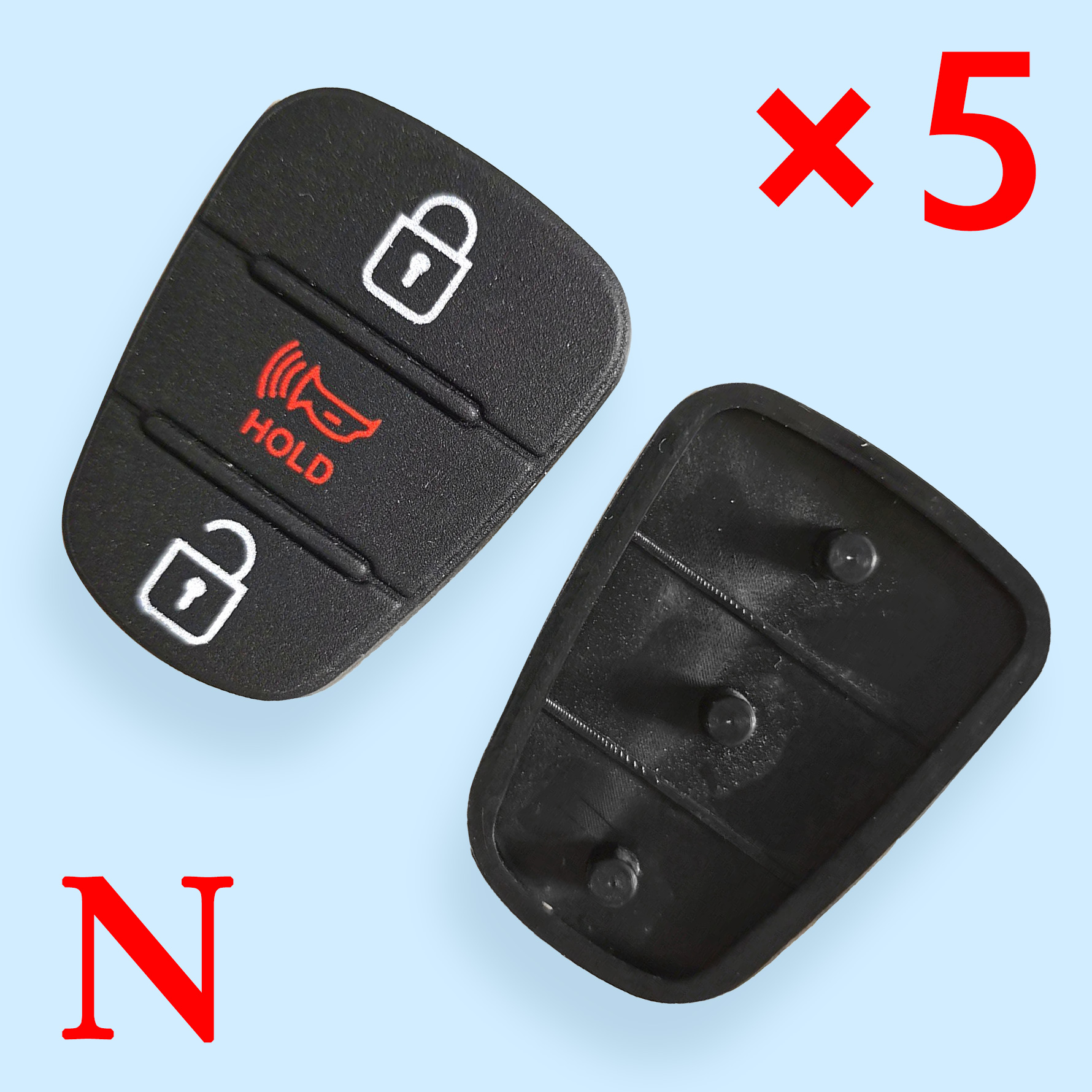 2 + 1 Buttons Rubber Pad for Hyundai  - 5 pcs