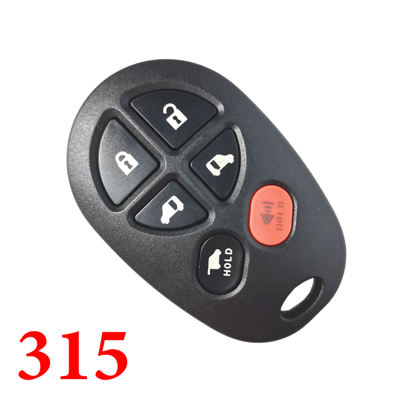 5+1 Buttons 315 MHz Keyless Entry Remote for Toyota Sienna 2004-2018 - GQ43VT20T