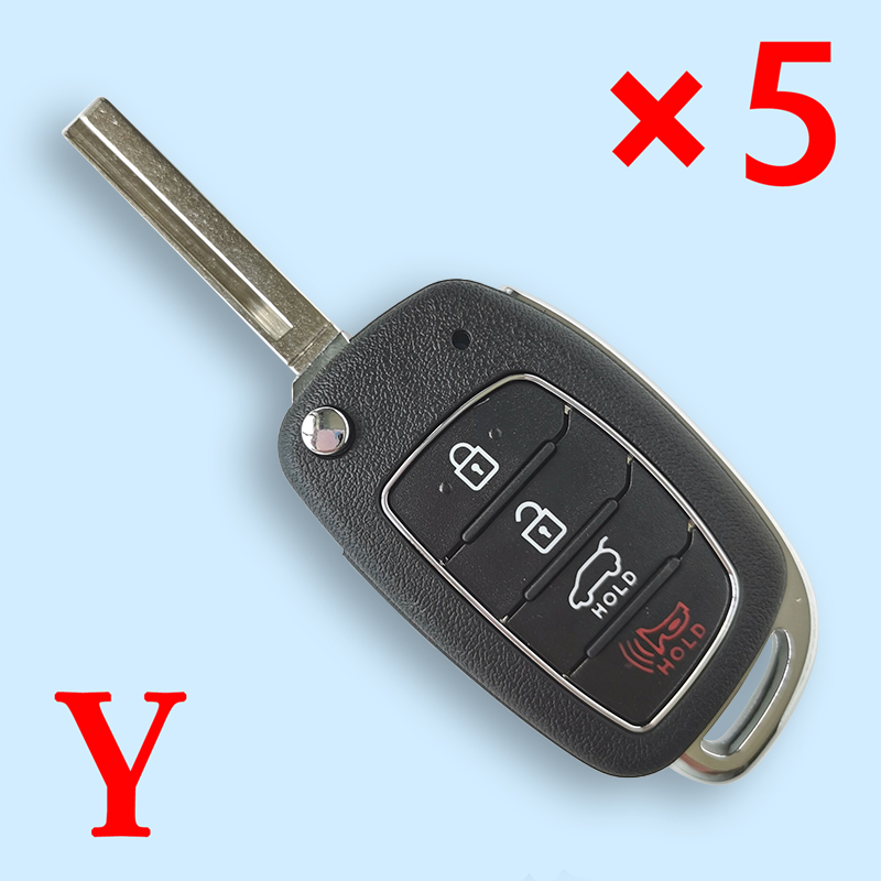 4 Button Flip Remote Key Shell for Hyundai - HY20 - Pack of 5