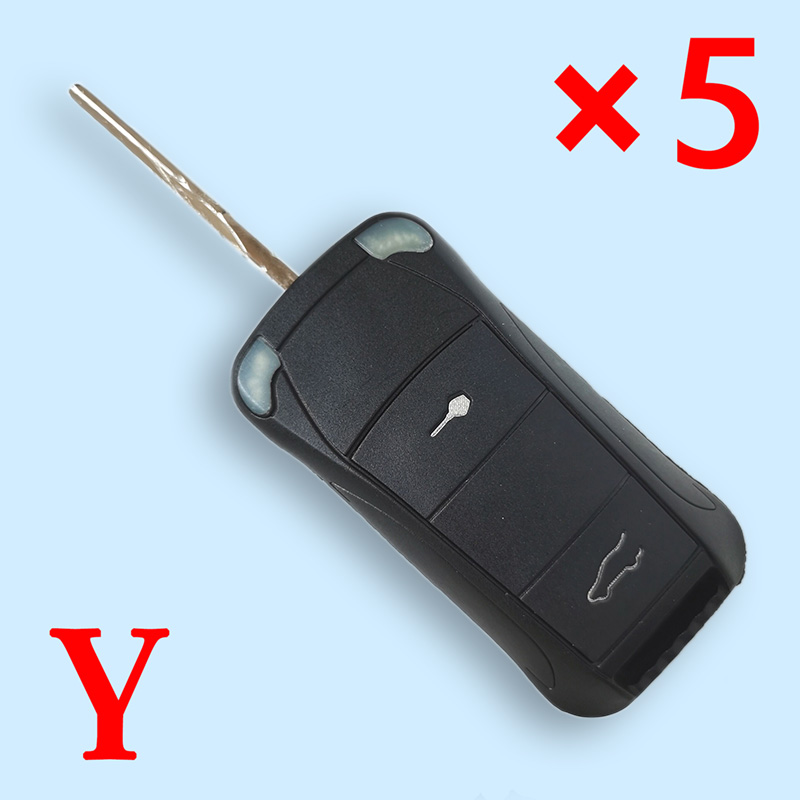 2 Buttons Flip Remote Key Shell for Porsche  -  Pack of 5