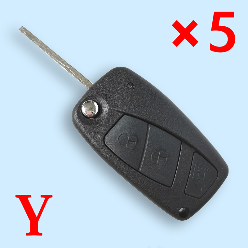  3 BUTTON REPLACEMENT FOR FIAT PANDA GRANDE REMOTE KEY SHELL WITH BATTERY LOCATION 5pcs