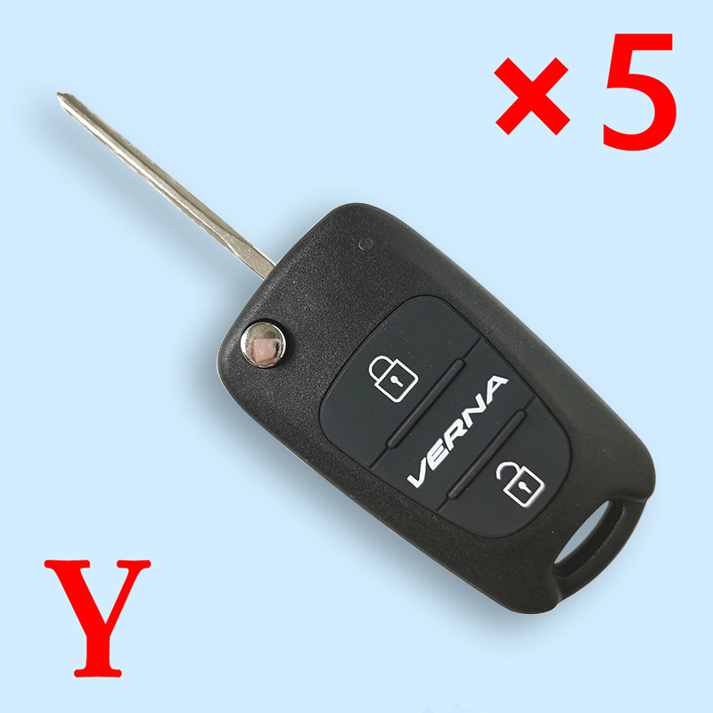 3 Button Flip Remote Key Shell HYN14R for Hyundai Verna (5 pcs)