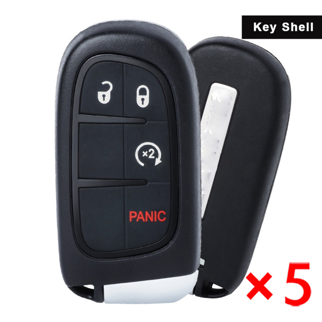 Remote Smart Key Fob Shell Case 3 +1 Button Pad Cover forRam 1500 2500 3500 2013 14 15 16 17 2018 2019 GQ4-54T - pack of 5 