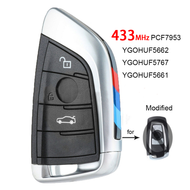 Smart Remote key Fob 3 Button 433MHz YGOHUF5767 PCF7953 for BMW F Series CAS4+/ FEM