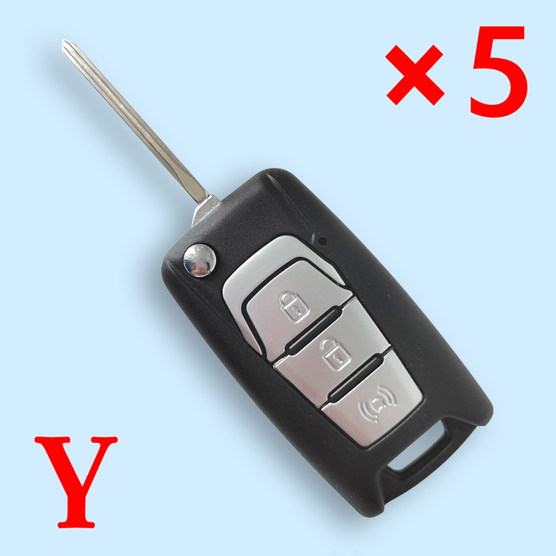 3 Button Flip Key Case Shell for SsangYong 5pcs