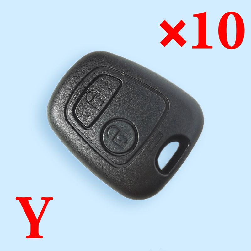 2 Buttons Key Shell Without blade for Peugeot 206 307 107 207 407 No Blade For  NE73 Blade Auto Key Case ( Pack of 10 )