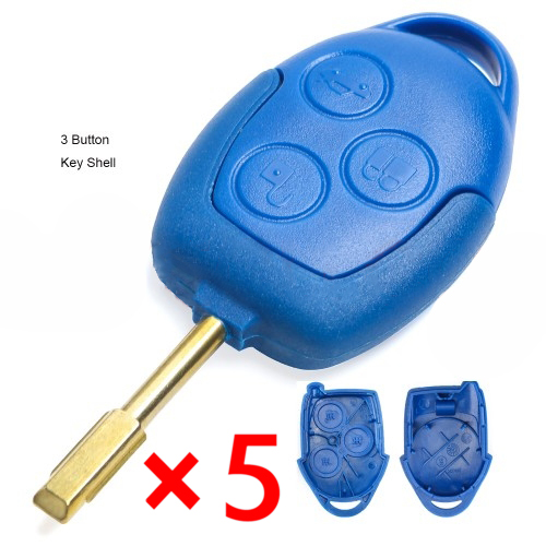 Remote Key Shell 3 Button for Ford Transit FO21 Blue- pack of 5 