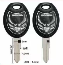 Key Shell with left blade for Honda Motorcycle Black color - Pack of 5