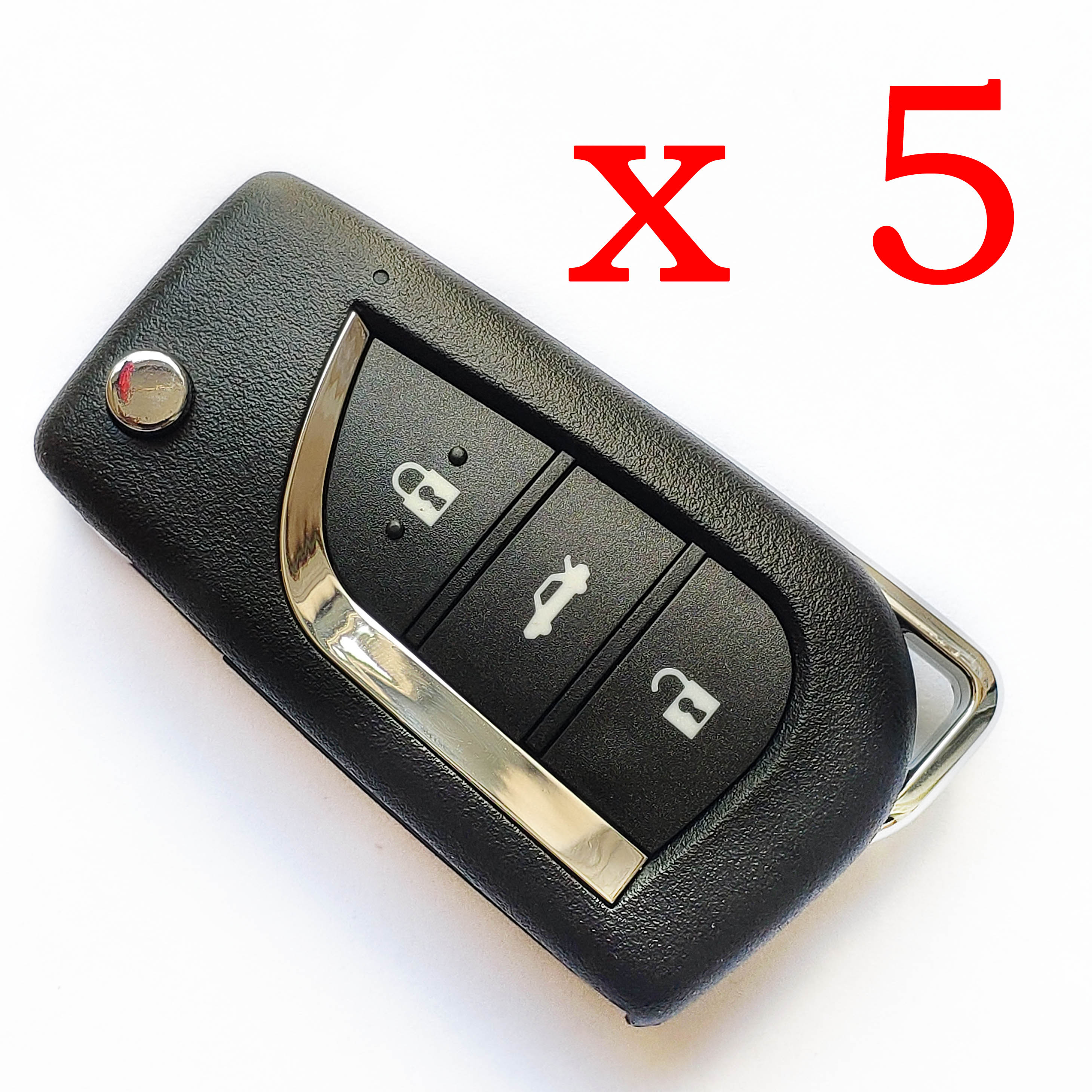 5 pieces Xhorse VVDI Toyota Type Universal Remote Control 3 Buttons - XKTO00EN - with Blades & Logos 