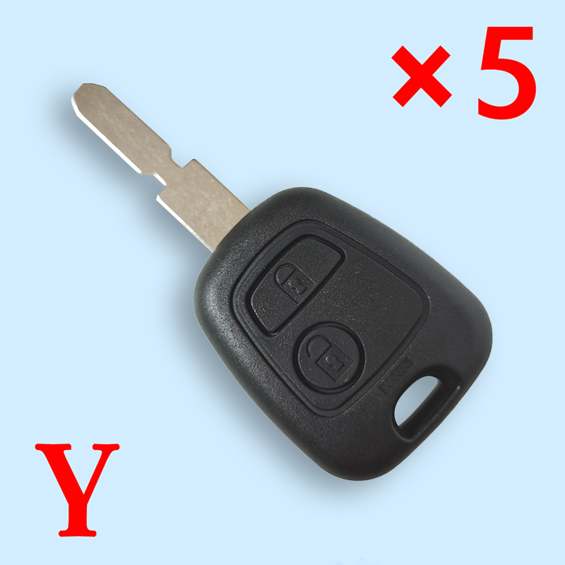 Remote Key Shell 2 Buttons for Peugeot With Logo - pack of 5 