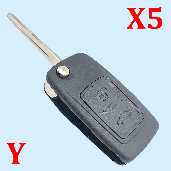 2 Buttons Flip Remote Shell for Chery - Pack of 5