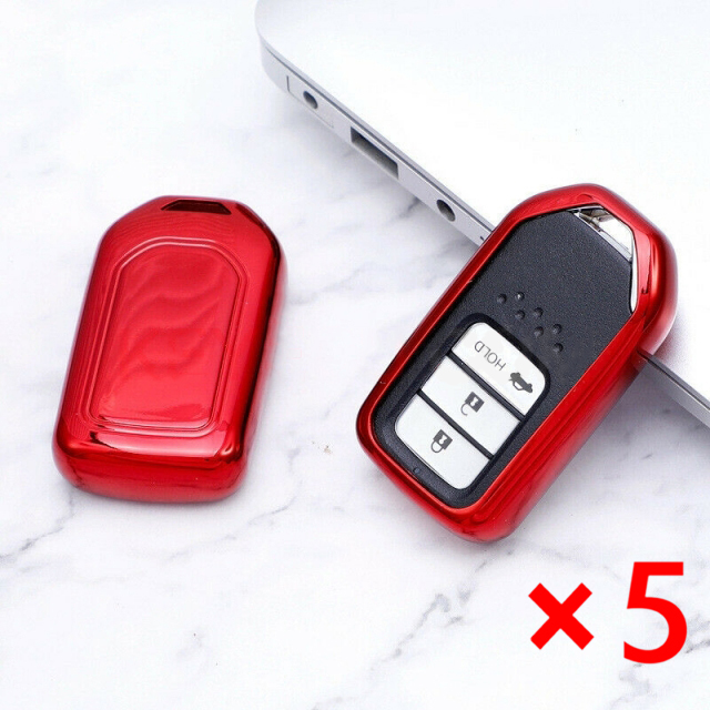 5PCS/Lot TPU Remote Key FOB Cover Protective Case Holder for Honda Accord Civic CR-V Fit-Red Color