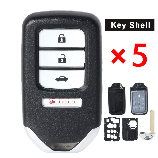 Replacement Smart Remote Key Shell Case Fob 4 Button for Honda Civic Accord 2013-2016- pack of 5 