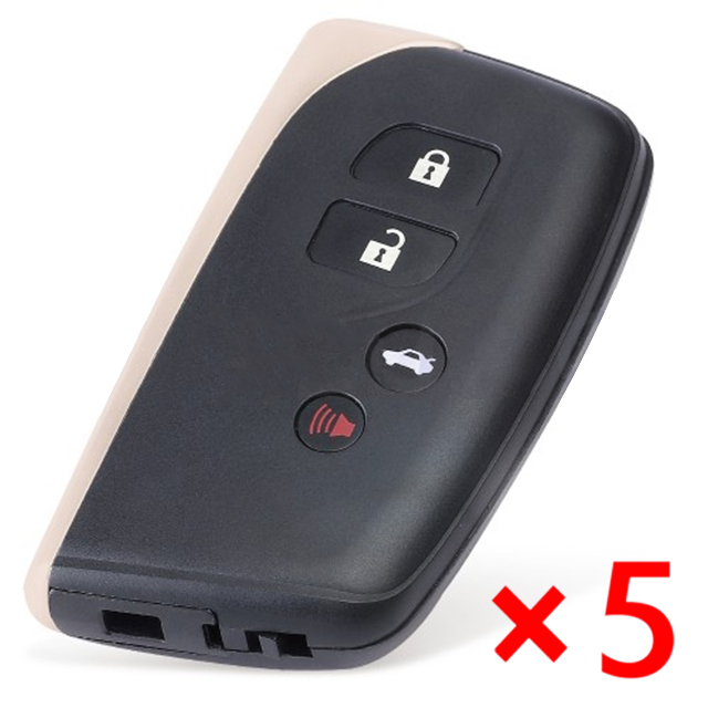 Smart Remote Key Case Shell Fob 4 Button for 2013 - 2016 2017 Lexus LS460 LS600H- pack of 5 