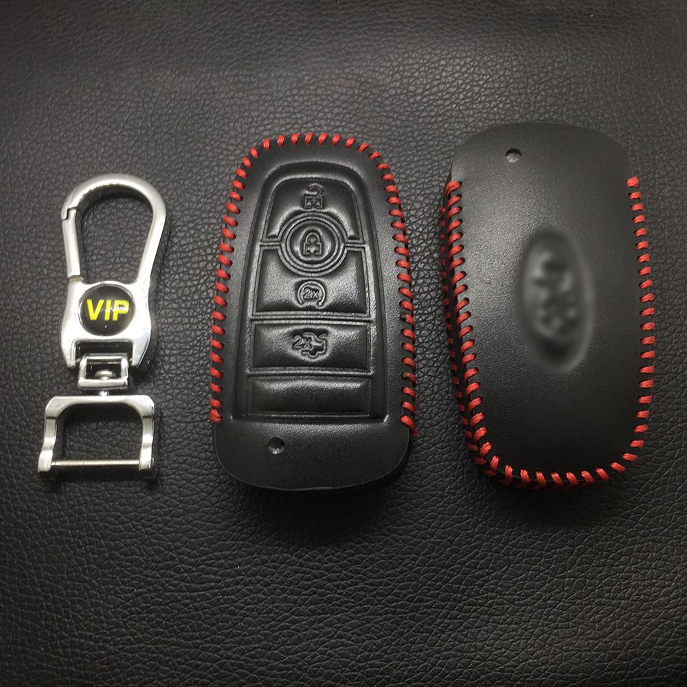 Leather Case for Ford Mondeo 2017 4 Buttons Smart Card Car Key - 5 Sets