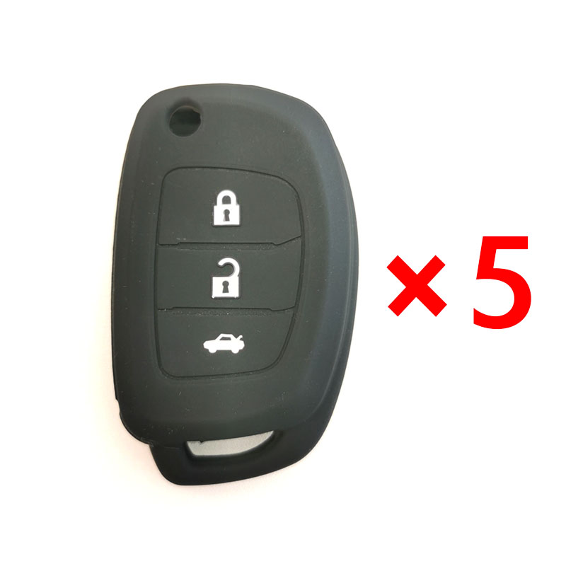 3 Buttons Silicone Key Cover for Hyundai - Pack of 5