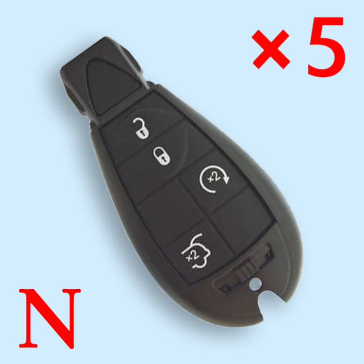 4 Buttons Remote Shell for Jeep Dodge Chrysler Fobik - Pack of 5