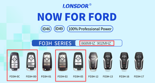 Lonsdor for FORD FO3H FO30 Series Universal Smart Key 868/902 MHZ 315/433 MHZ Work with Lonsdor K518 PRO / K518 PRO FCV and KW100