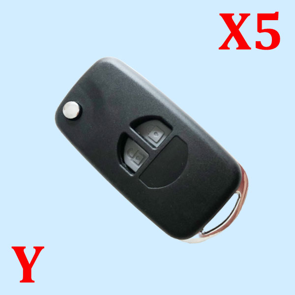 2 Buttons Flip Remote Key Shell with rubber pad for Suzuki - Pack of 5