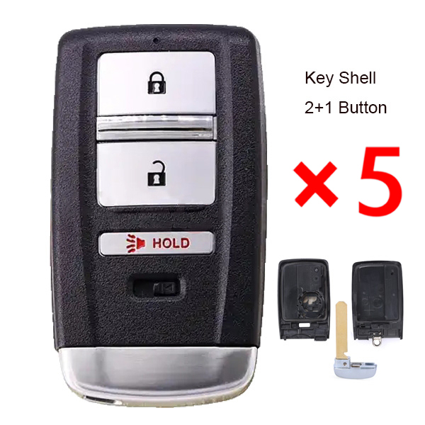 Replacement Smart Remote Key Shell 2+1 Button for Acura MDX RDX ILX TLX 2014-2019 - FCC: KR5V1X- pack of 5 