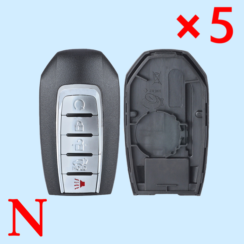 Smart Proximity Remote Control Car Key Shell Case for Infiniti Q50 Q60 QX60 2019 2020, Fob 5 Buttons - FCC ID: KR5TXN7 - pack of 5 