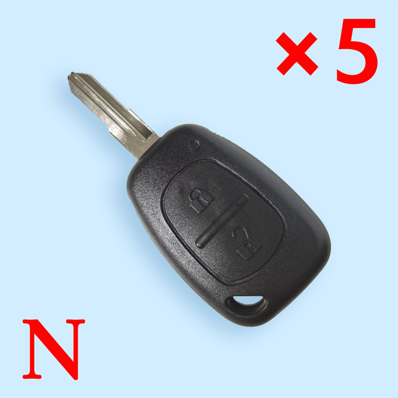 2 Buttons Remote Key Shell with VAC102 blade for Renault Kangoo - Pack of 5