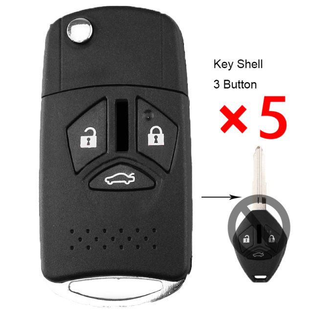 Modified Remote Key Shell 3 Button For Mitsubish - pack of 5 