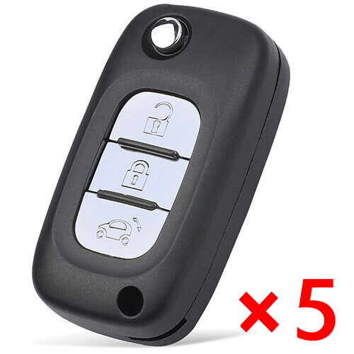 Remote Key Case Shell Fob 3 Button for 2015 2016 2017 Smart Fortwo 453 Forfour - Pack of 5