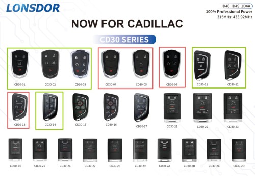 2026 Lonsdor for CADILLAC CD30 Series Keys Universal Smart Key Work with Lonsdor K518 PRO / K518 PRO FCV and KW100