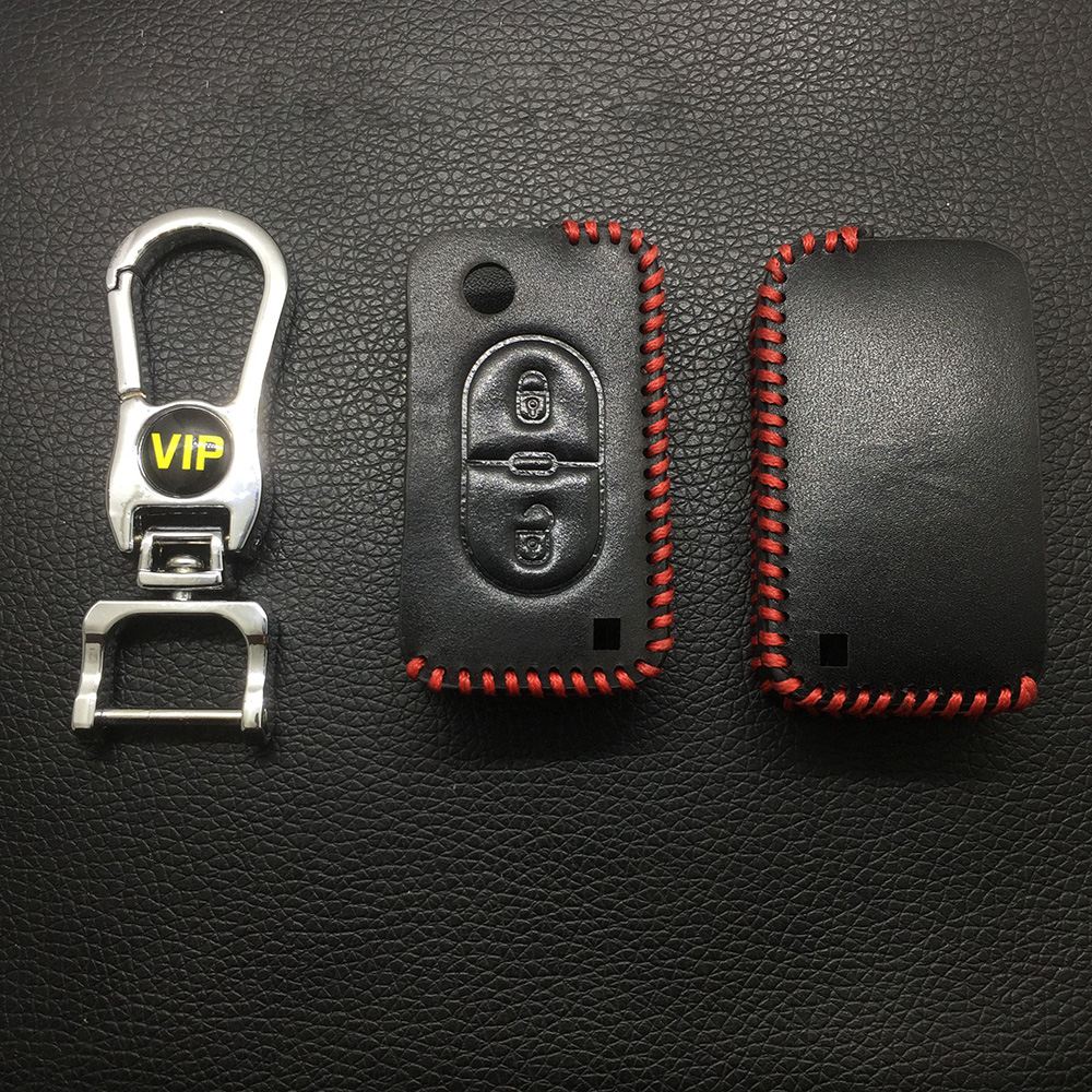 Leather Case for Peugeot / Citroen Old 2 Buttons Folding Car Key - 5 Sets