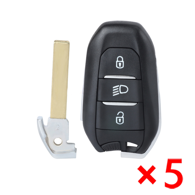 Smart Remote Car Key Shell 3 Buttons Fob for Peugeot 5008 508 2020 2021 VA2 Blade - pack of 5 