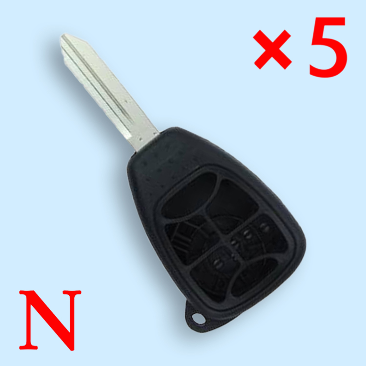 6 Buttons Remote Key Shell for Jeep Chrysler Dodge - Pack of 5