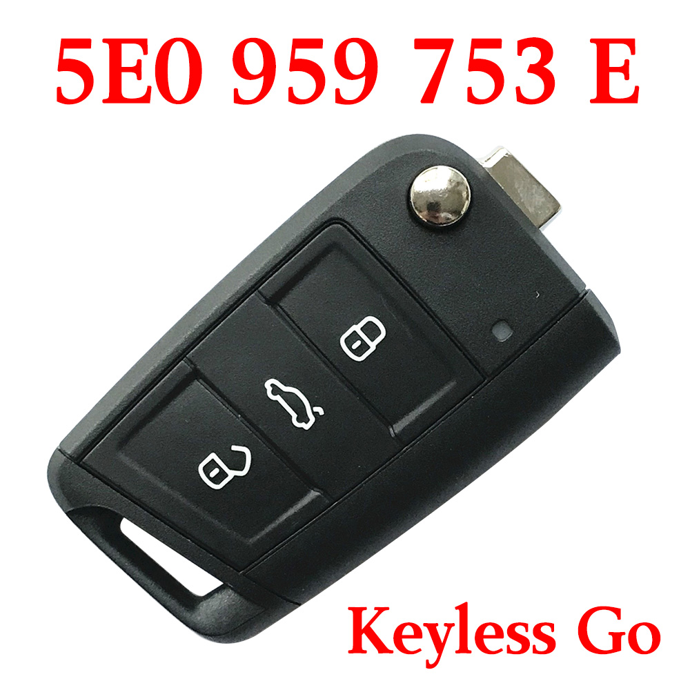 Original 3 Buttons 434 MHz MQB Type Flip Proximity Smart Key for Skoda Octavia 2012-2018 - 5E0 959 753 E (5E0 959 752 A)