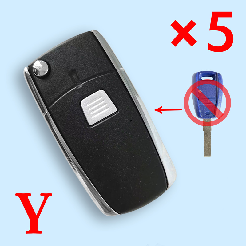 Modified Folding Remote Key Shell Case Cover FOB for Fiat Punto Bravo Doblo - pack of 5 